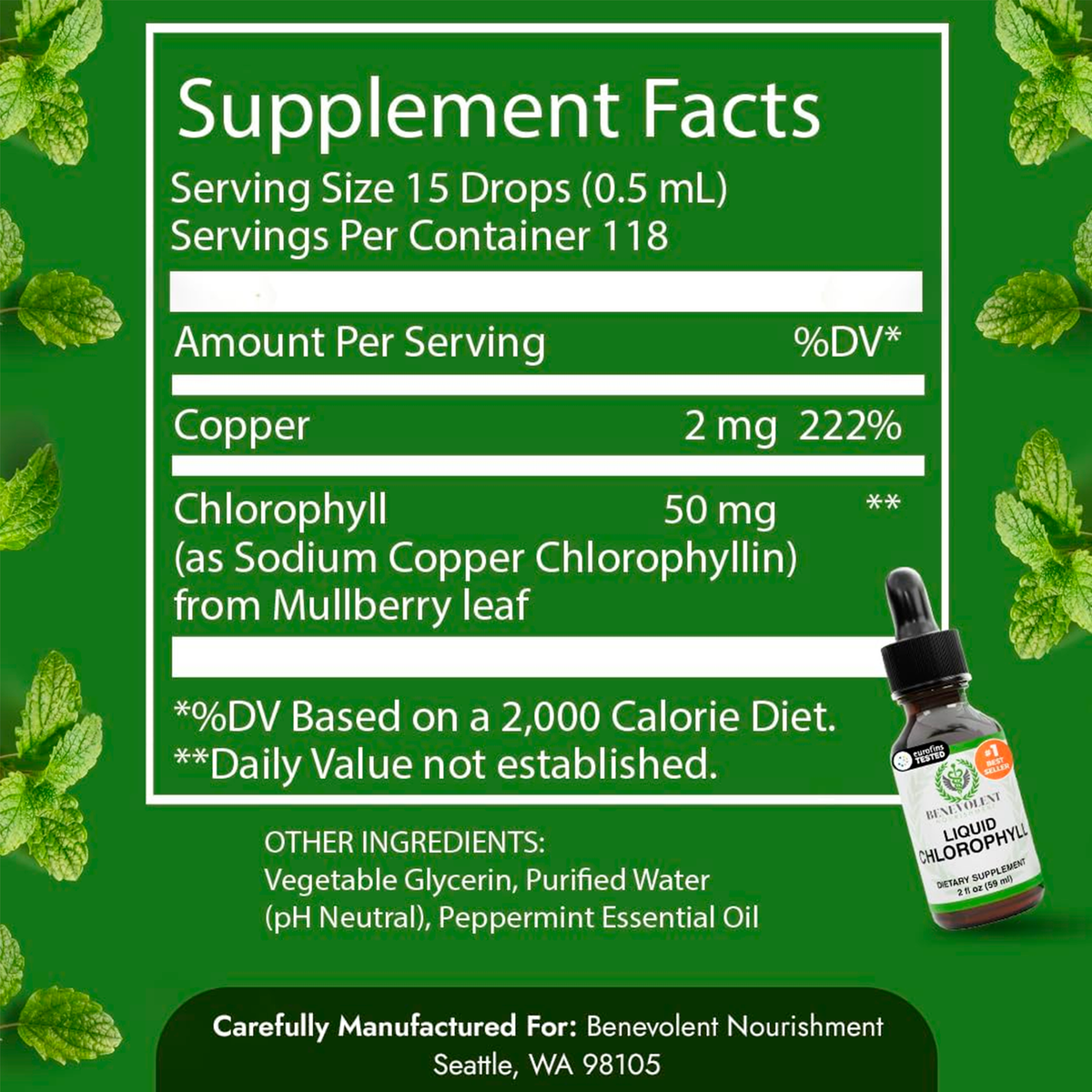 Clorofila Benevolent, 59 ml