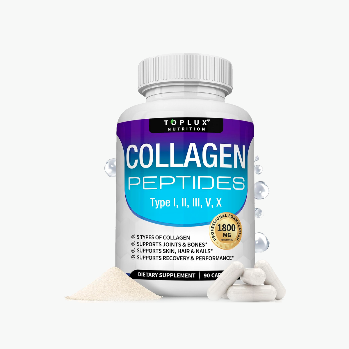 Collagen Peptides Toplux Nutrition, 90 cápsulas