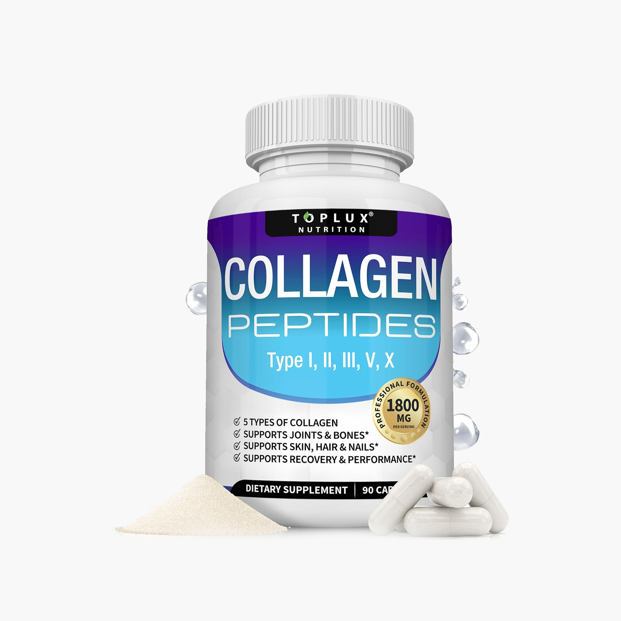 Collagen Peptides Toplux Nutrition, 90 cápsulas