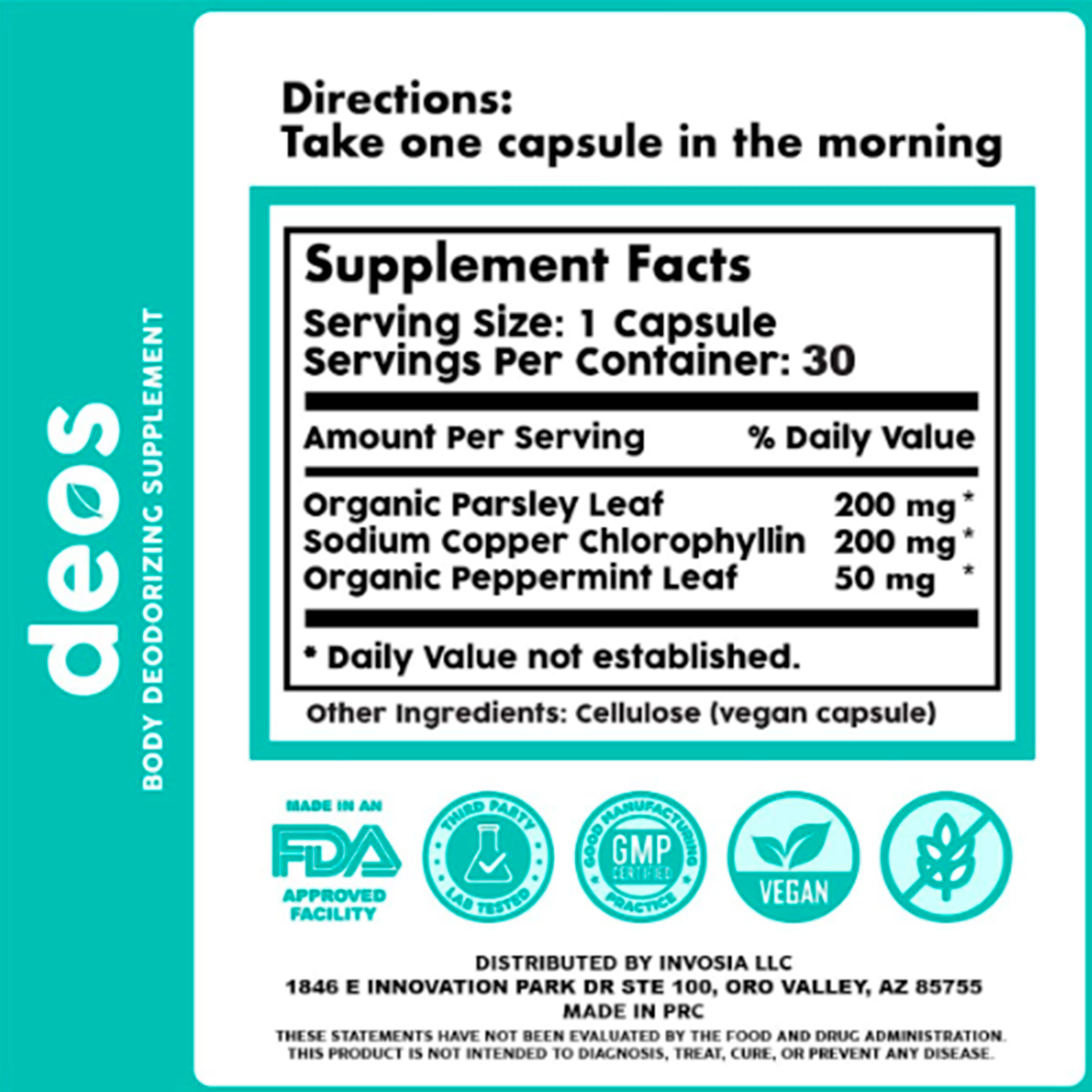 Deos Body Deodorizing, 30 cápsulas