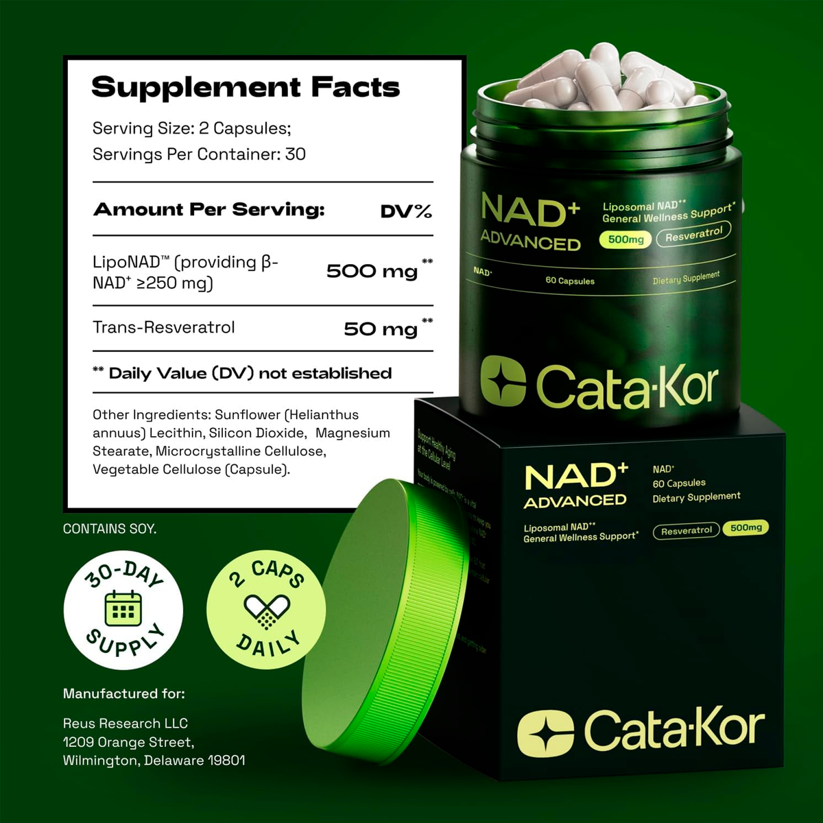 Nad + Advanced Cata Kor, 60 cápsulas