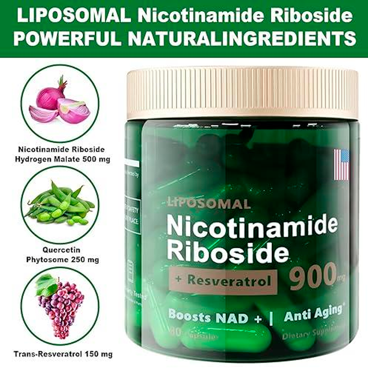 Nad+resveratrol 900 Mg, 80 cápsulas