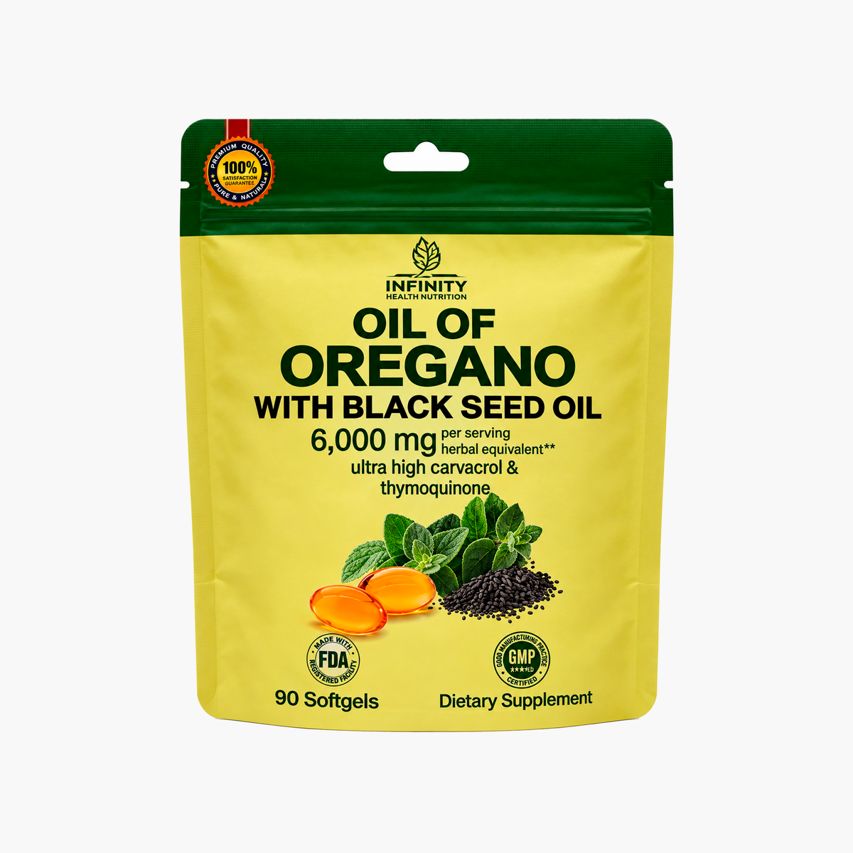 Oil of Oregano + Black Seed Oil, 90 cápsulas