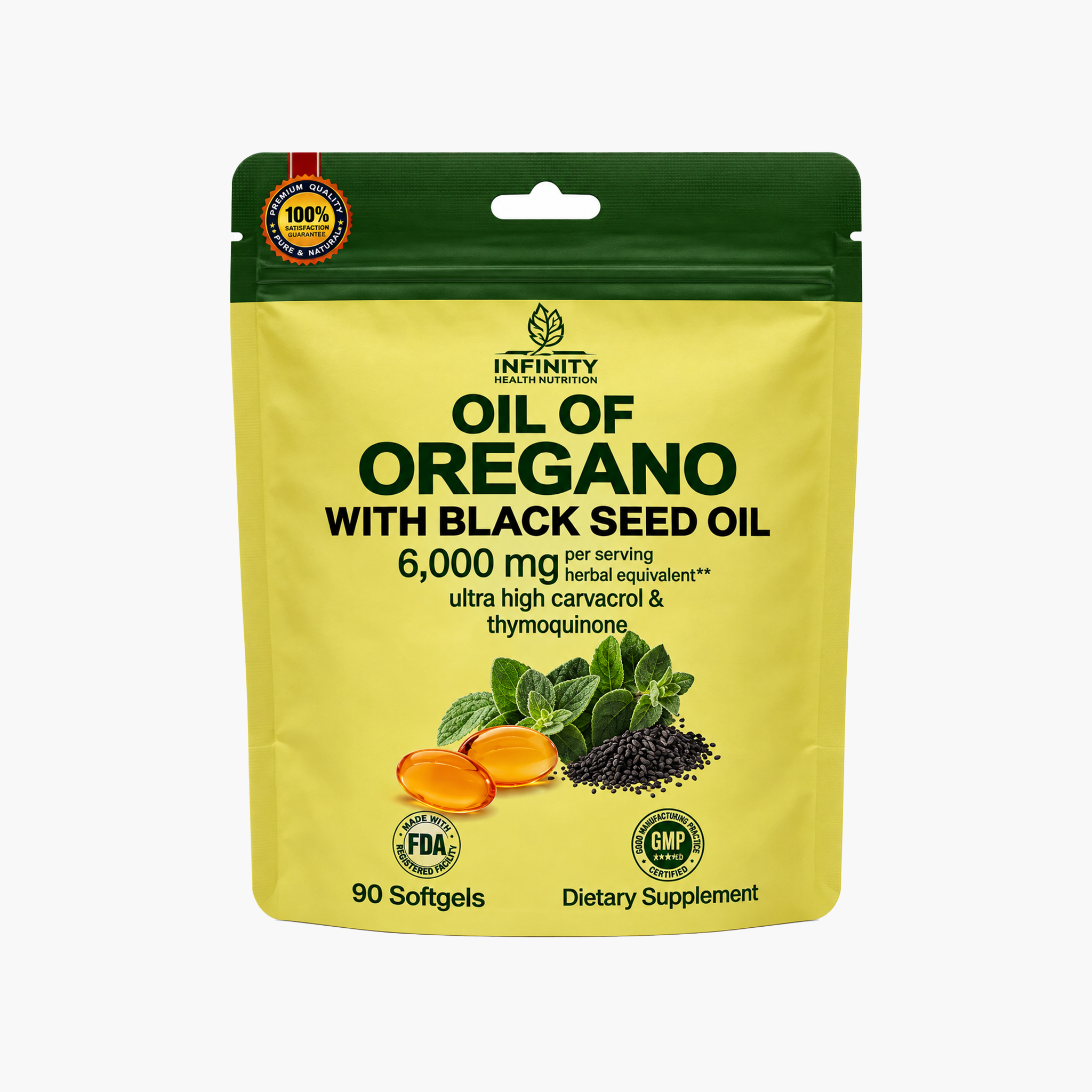 Oil of Oregano + Black Seed Oil, 90 cápsulas