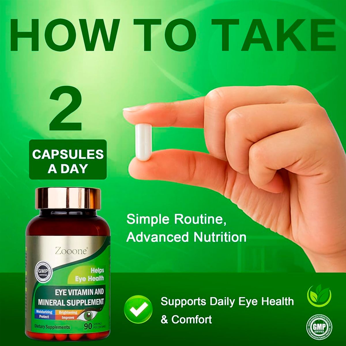 Zooone Vitaminas y Minerales para la visión, 90 cápsulas