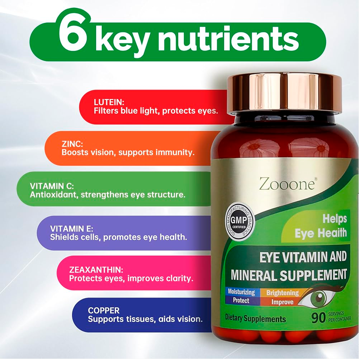 Zooone Vitaminas y Minerales para la visión, 90 cápsulas
